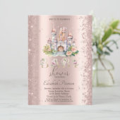 Glitzer Confetti Blumenburg Kinderdusche Einladung (Stehend Vorderseite)