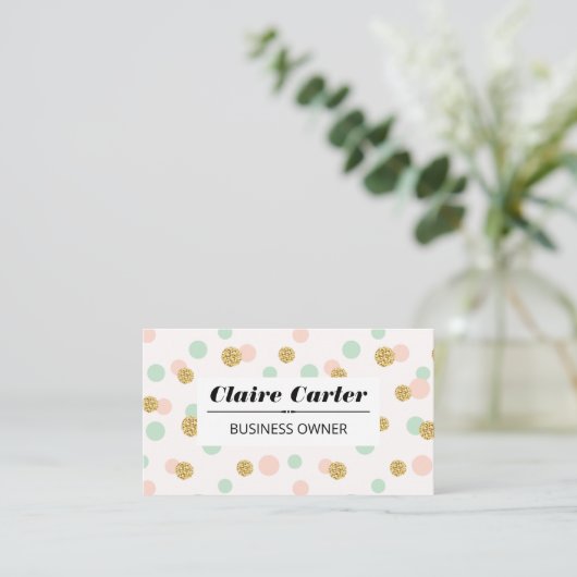 Glitzer Confetti | Chic Polka Dot Pattern Visitenkarte (Stehend Vorderseite)