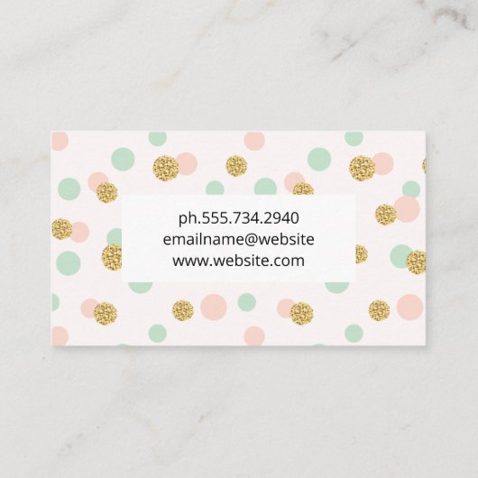 Glitzer Confetti | Chic Polka Dot Pattern Visitenkarte (Rückseite)