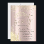Glitzer Confetti Crown Rose Gold 60. Geburtstag Einladung<br><div class="desc">Moderne,  schick und glamourös mit Glitzer Konfetti und Krone auf einer Rose goldener Hintergrund.</div>