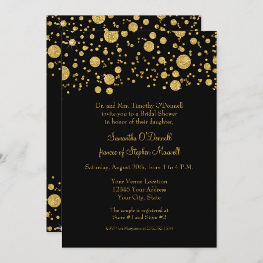 Glitzer Confetti Dots Brautparty Einladung (Vorne/Hinten)