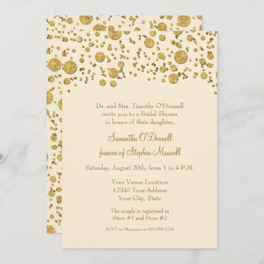 Glitzer Confetti Dots Brautparty Einladung (Vorne/Hinten)