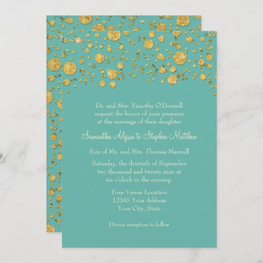 Glitzer Confetti Dots Elegantes Hochzeitsslima Einladung (Vorne/Hinten)
