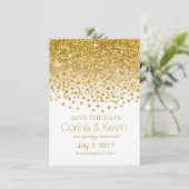 Glitzer Confetti Dusche Save the Date goldweiß (Stehend Vorderseite)
