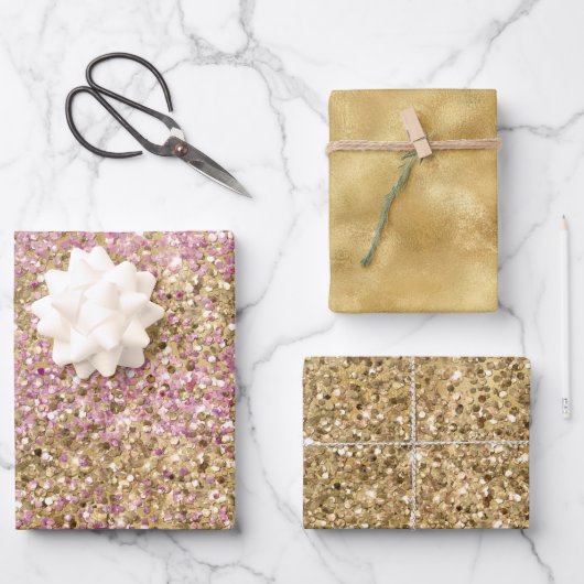 Glitzer Confetti Geschenkpapier Set (Vorderseite)