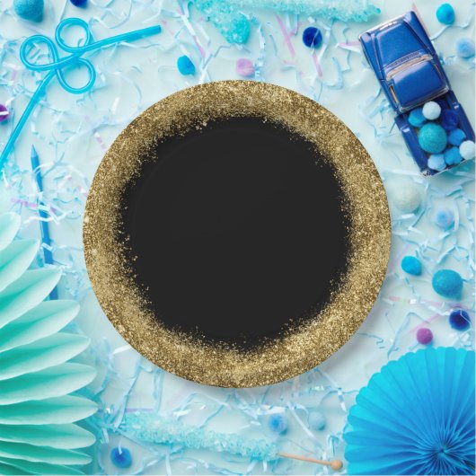 Glitzer Confetti | Gold- und Black-Circle Pappteller (Party)