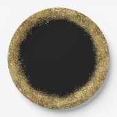 Glitzer Confetti | Gold- und Black-Circle Pappteller (Vorderseite)