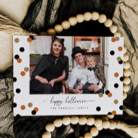 Glitzer Confetti Halloween Familienfoto-Karte