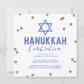Glitzer Confetti Hanukkah Party Einladung (Vorderseite)