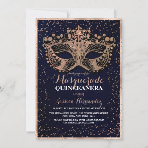 Glitzer Confetti Masquerade Quinceañera Einladung