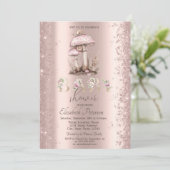 Glitzer Confetti Mushrooms Snail Babydusche Einladung (Stehend Vorderseite)