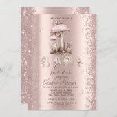Glitzer Confetti Mushrooms Snail Babydusche Einladung (Vorne/Hinten)