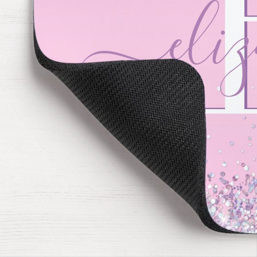 Glitzer Confetti Pink Monogram Mousepad (Ecke)