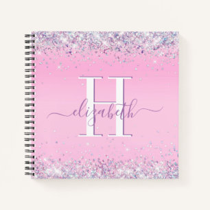 Glitzer Confetti Pink Monogram Notizblock