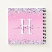 Glitzer Confetti Pink Monogram Notizblock (Rückseite)