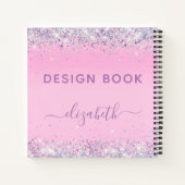 Glitzer Confetti Pink Monogram Sketch Notizblock (Rückseite)