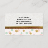 Glitzer Confetti | Polka Dot | Goldgrenze Visitenkarte (Rückseite)