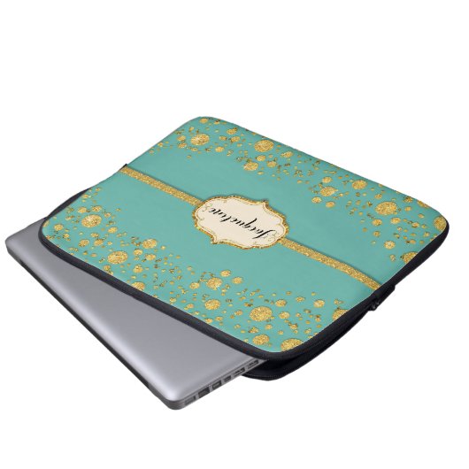 Glitzer Confetti Polka Dots Sparkle Laptopschutzhülle (Vorne Knopf)
