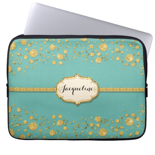 Glitzer Confetti Polka Dots Sparkle Laptopschutzhülle (Vorderseite)