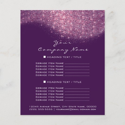Glitzer Confetti Preise Flyer Lila Rosa (Vorne)