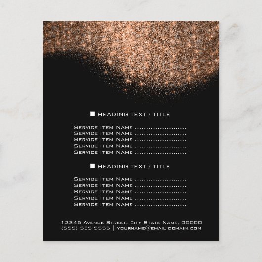 Glitzer Confetti Preise Kupfer Rose Gold Schwarz Flyer (Hinten)