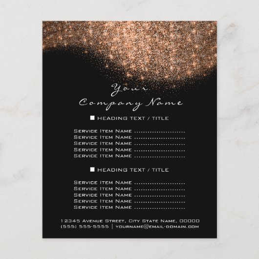 Glitzer Confetti Preise Kupfer Rose Gold Schwarz Flyer (Vorne)