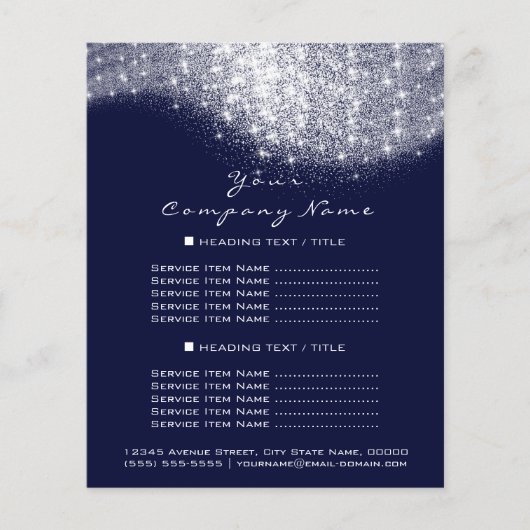 Glitzer Confetti Preise Silver Gray Whit Blue Navy Flyer (Vorne)