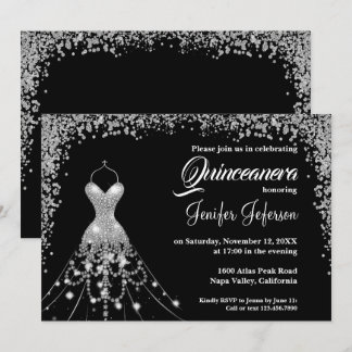 Glitzer Confetti Quinceanera Einladung