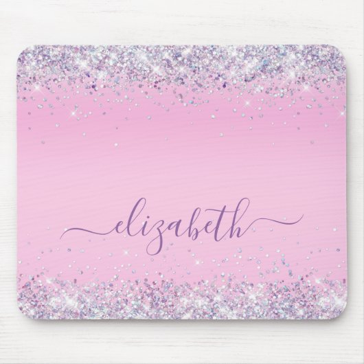 Glitzer Confetti Rosa Personalisierte Maus Pad Mousepad (Vorne)