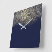 Glitzer Confetti Sepia Gold Quadratische Wanduhr (Winkel)