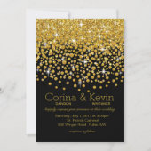Glitzer Confetti Shower Wedding | Gold schwarz Einladung (Vorderseite)