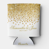 Glitzer Confetti Shower Wedding | Goldweiß Dosenkühler (Vorderseite)