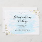 Glitzer Confetti Sprinkle 2 Foto Abschluss Blau Einladung (Rückseite)