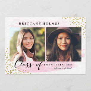 Glitzer Confetti Sprinkle 2 Foto Abschluss Rosa Einladung