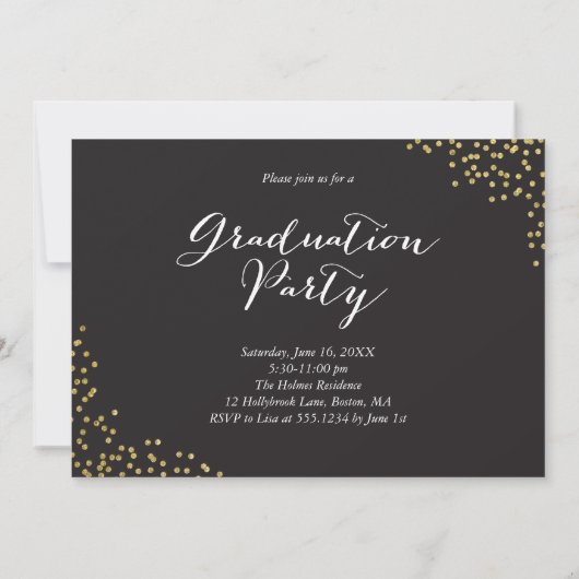 Glitzer Confetti Sprinkle 2 Foto Abschluss Weiß Einladung (Rückseite)