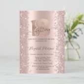 Glitzer Confetti Staubstreuer Rose Gold 18. Geburt Einladung (Stehend Vorderseite)
