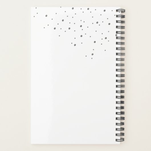 Glitzer Confetti und Imitate mit Silber-Monogramm Planer (Rückseite)