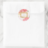 Glitzer Confetti und rosa Blume Aquarell Runder Aufkleber (Tasche)