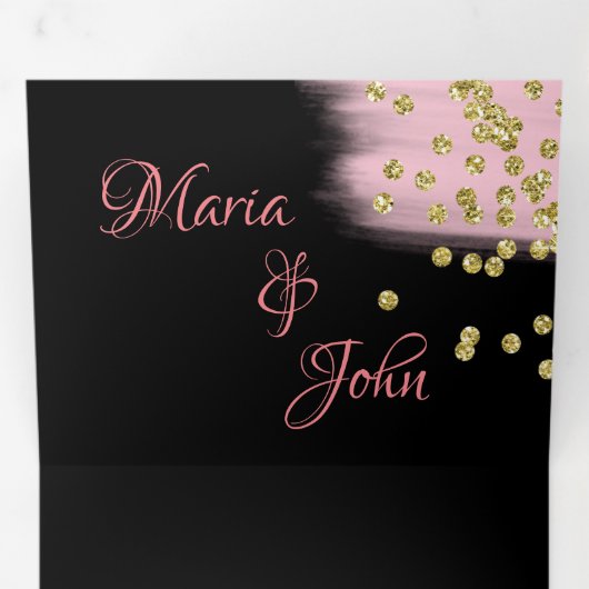 Glitzer Confetti Wedding Dreifach Gefaltete Einladung (Innen Erste Seite)