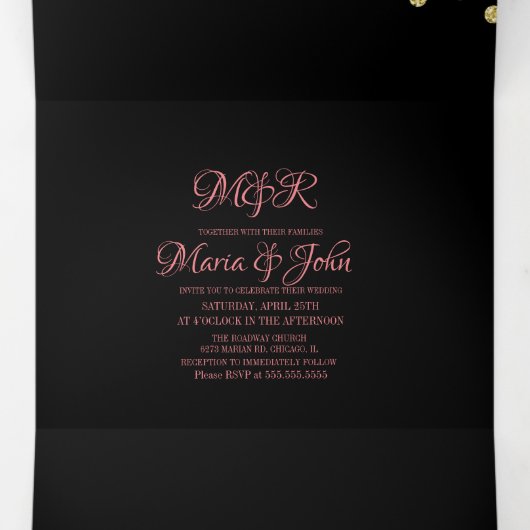 Glitzer Confetti Wedding Dreifach Gefaltete Einladung (Innenseite Mitte)