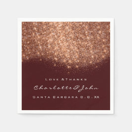 Glitzer Copper Burgundy White Vielen Dank Serviette