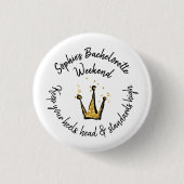 Glitzer Crown Bachelorette Weekend Party Button (Vorderseite)