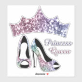 Glitzer Crown High Heels Princess Queen Aufkleber (Blatt)