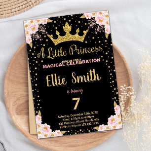 Glitzer Crown Lila Princess Einladungen zum Geburt