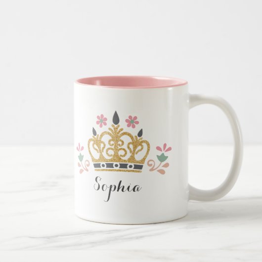 Glitzer Crown Monogramm Zweifarbige Tasse (Rechts)