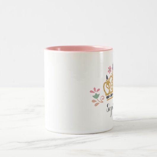 Glitzer Crown Monogramm Zweifarbige Tasse (Mittel)