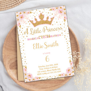 Glitzer Crown Party Einladung für Mädchen