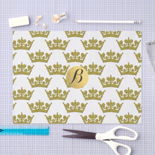 Glitzer Crowns Royal Monogram Elegant Moderne Seidenpapier (Handwerk)