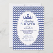 Glitzer Crwon Prince Boys Baby Shower Einladung (Vorderseite)