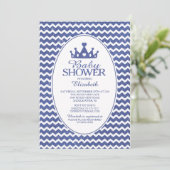 Glitzer Crwon Prince Boys Baby Shower Einladung (Stehend Vorderseite)